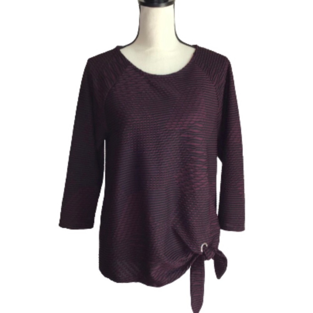 Easywear by Chico’s Black & Purple Crepe Top Knot Waist XS
